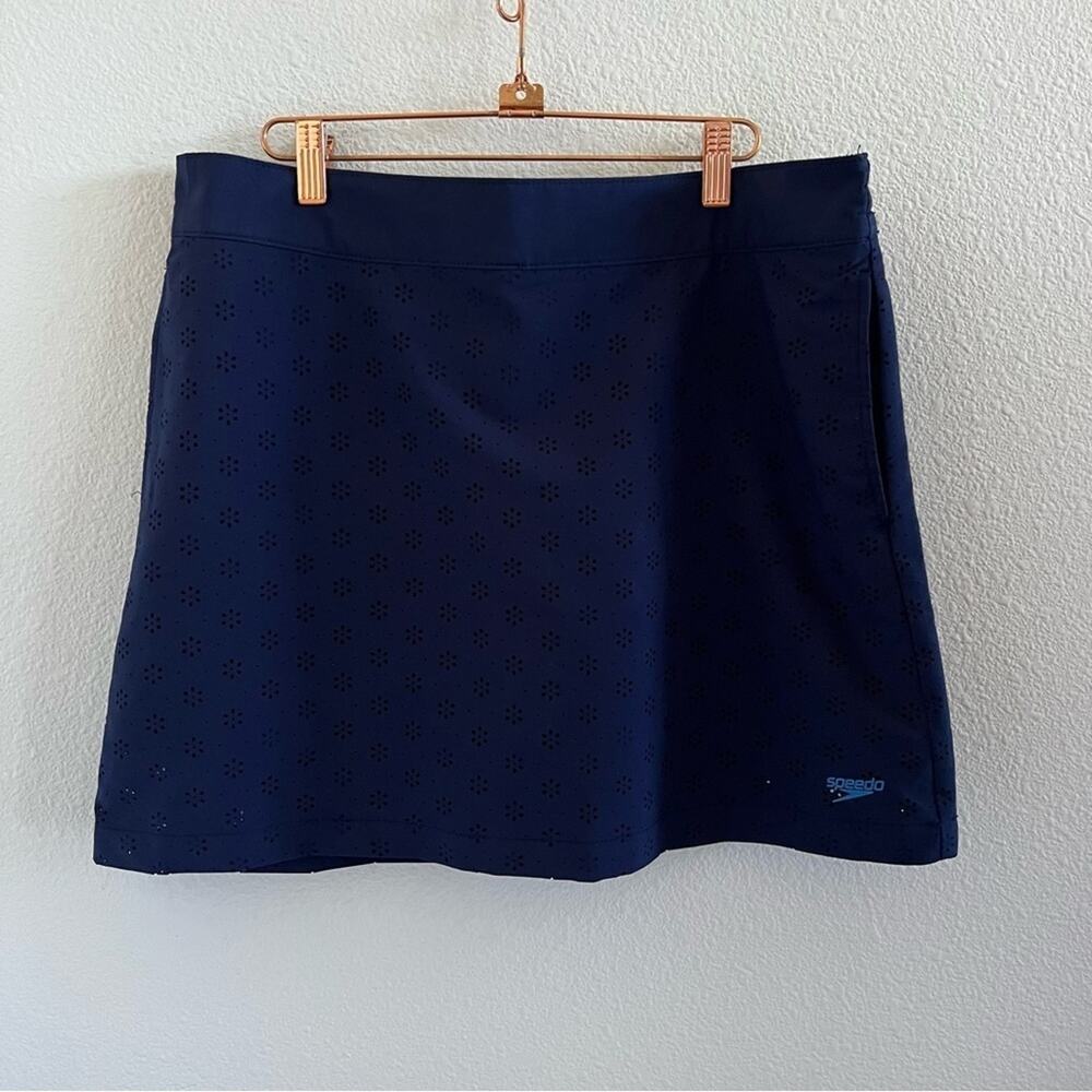 Speedo Navy Blue Skort Active Skirt Shorts Perforated Tennis Golf Mature Modest